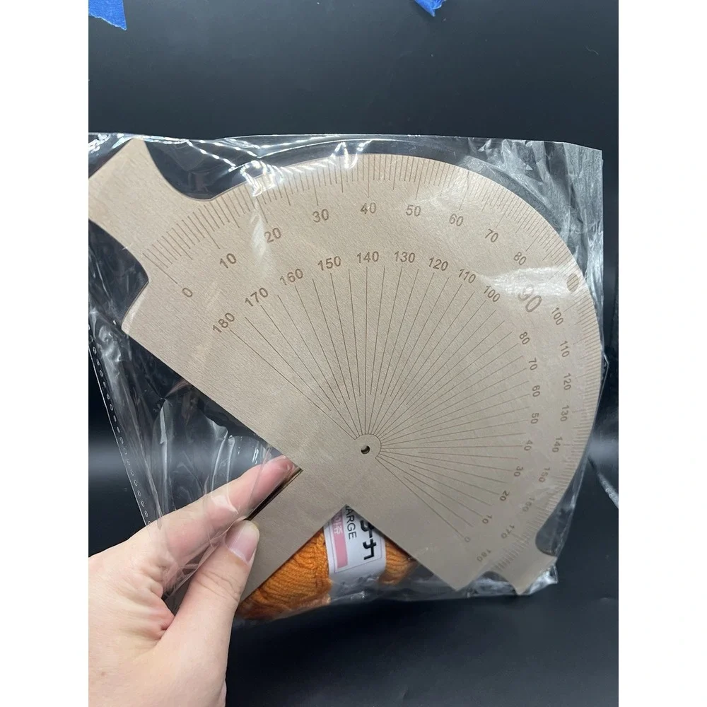 Wooden Knitting Gauge Calculator Ruler 180° Protractor Stitch Counting Tool